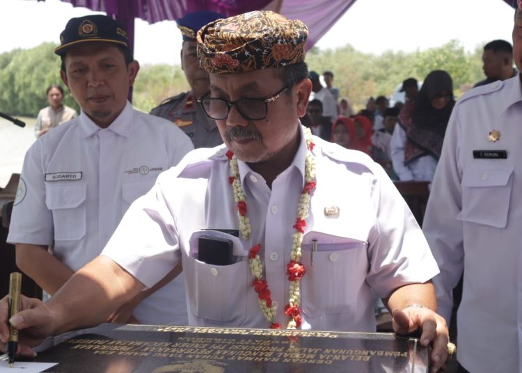 Bupati Cirebon, Imron, saat meresmikan dan mengoptimalisasikan tempat pelelangan ikan (TPI) Ender, di Kecamatan Pangenan, Kabupaten Cirebon, Rabu (4/10/2023).