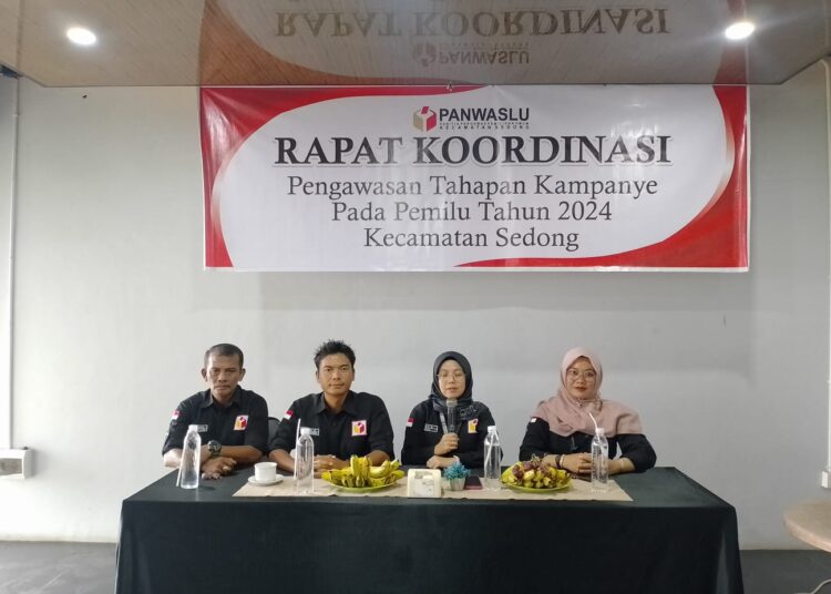 Rakor Tahapan Kampanye pada pelaksanaan Pemilu 2024 di Kecamatan Sedong, Selasa (19/12/2023).*