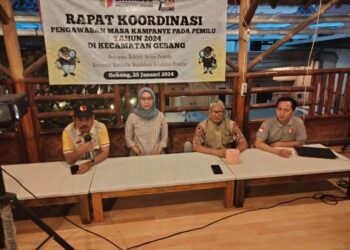Hadapi Tahapan Kampanye Terbuka, Panwaslu Kecamatan Gebang Gelar Rakor Pengawasan Kampanye Pemilu 2024