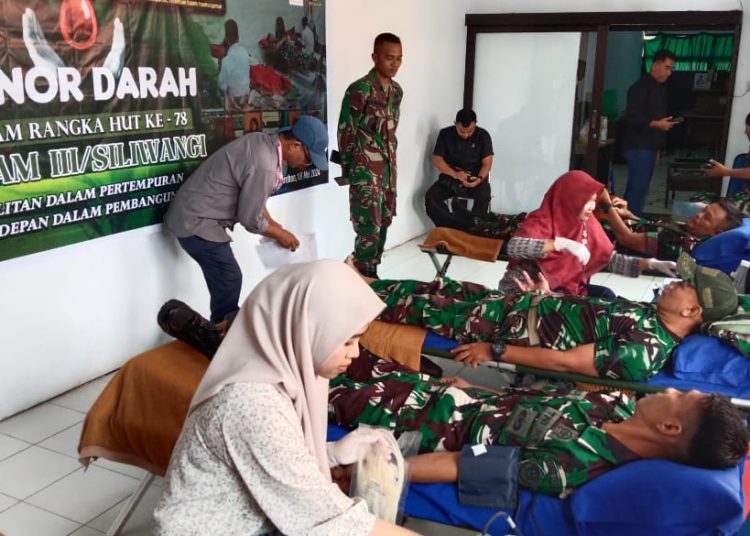 Sambut HUT Kodam III/Slw ke-78, Kodim 0614/Kota Cirebon Gelar Donor Darah, Sabtu (18/5/2024).*